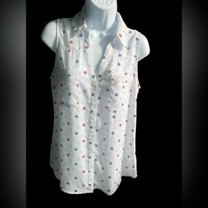 Express Portofino Polka Dot Collar Blouse